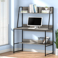 Computer Desk Bookshelf Storage Grey 100CM Furniture Kings Warehouse 