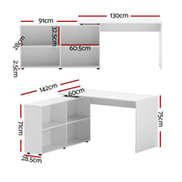 Computer Desk Bookshelf White 130CM Furniture Kings Warehouse 