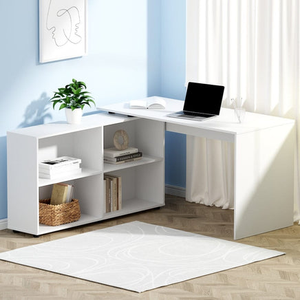 Computer Desk Bookshelf White 130CM Furniture Kings Warehouse 