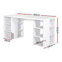 Computer Desk Bookshelf White 150CM Furniture Kings Warehouse 