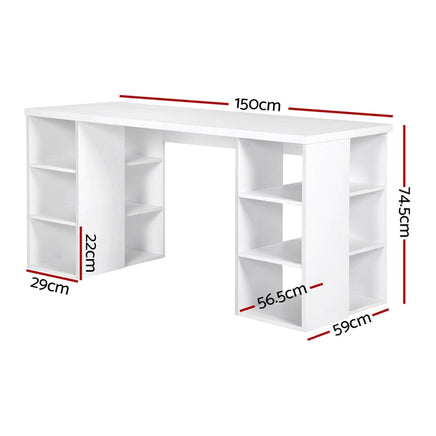 Computer Desk Bookshelf White 150CM Furniture Kings Warehouse 