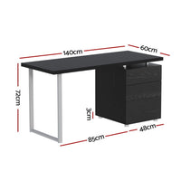 Computer Desk Drawer Black 140CM Furniture Kings Warehouse 