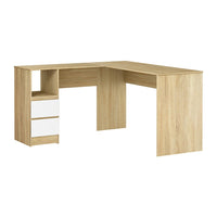 Computer Desk Drawer Cabinet L-Shape Oak 136CM Furniture Kings Warehouse 