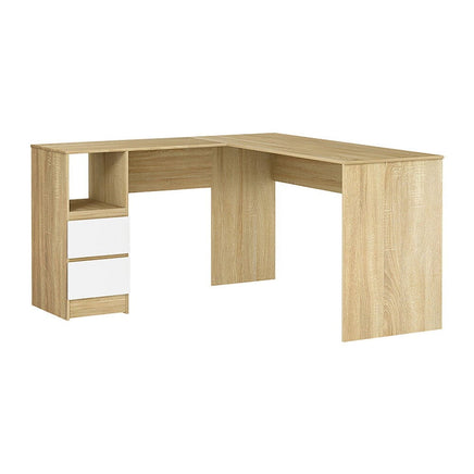 Computer Desk Drawer Cabinet L-Shape Oak 136CM Furniture Kings Warehouse 