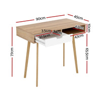 Computer Desk Drawer Cabinet Shelf Oak 90CM Furniture Kings Warehouse 