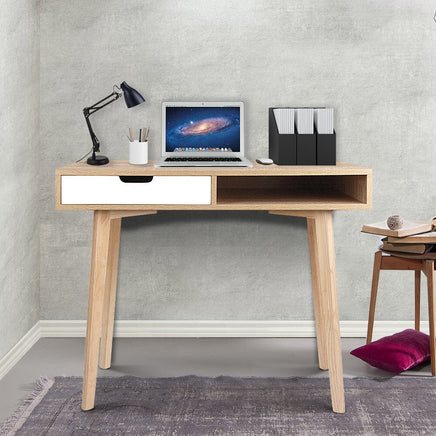 Computer Desk Drawer Cabinet Shelf Oak 90CM Furniture Kings Warehouse 