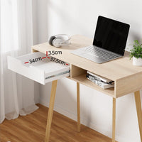 Computer Desk Drawer Cabinet Shelf Oak 90CM Furniture Kings Warehouse 