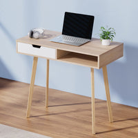 Computer Desk Drawer Cabinet Shelf Oak 90CM Furniture Kings Warehouse 