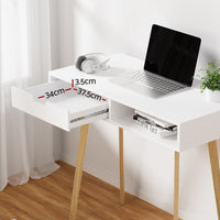 Computer Desk Drawer Cabinet Shelf White 90CM Furniture Kings Warehouse 