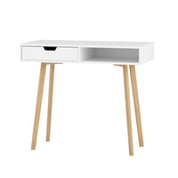 Computer Desk Drawer Cabinet Shelf White 90CM Furniture Kings Warehouse 