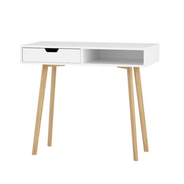 Computer Desk Drawer Cabinet Shelf White 90CM Furniture Kings Warehouse 