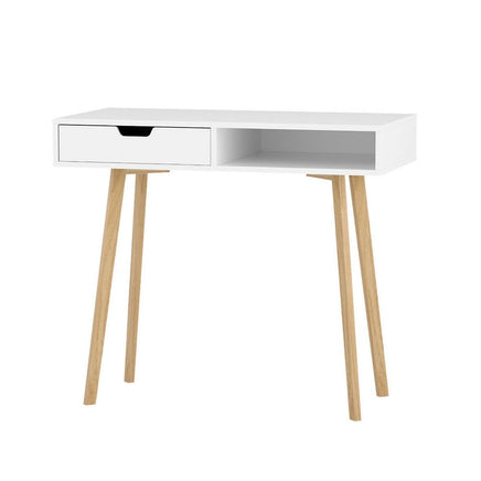 Computer Desk Drawer Cabinet Shelf White 90CM Furniture Kings Warehouse 