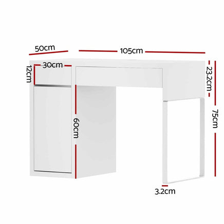 Computer Desk Drawer Cabinet White Furniture Kings Warehouse 
