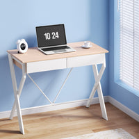 Computer Desk Drawer Oak 100CM Furniture Kings Warehouse 