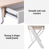 Computer Desk Drawer Oak 100CM Furniture Kings Warehouse 
