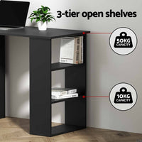 Computer Desk Drawer Shelf Cabinet Black 120CM Furniture Kings Warehouse 