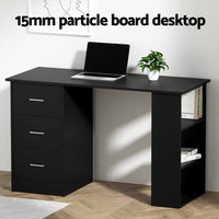 Computer Desk Drawer Shelf Cabinet Black 120CM Furniture Kings Warehouse 