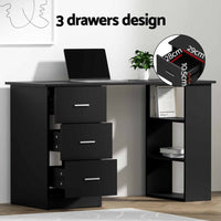 Computer Desk Drawer Shelf Cabinet Black 120CM Furniture Kings Warehouse 