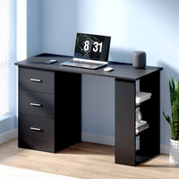 Computer Desk Drawer Shelf Cabinet Black 120CM Furniture Kings Warehouse 