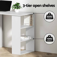 Computer Desk Drawer Shelf Cabinet White 120CM Furniture Kings Warehouse 