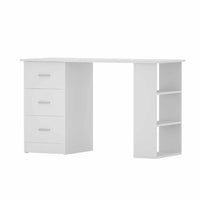 Computer Desk Drawer Shelf Cabinet White 120CM Furniture Kings Warehouse 
