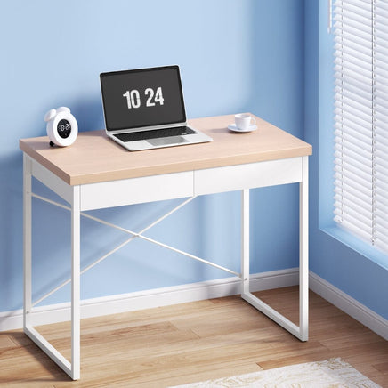 Computer Desk Drawer Storage Oak 100CM Furniture Kings Warehouse 