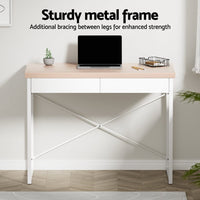 Computer Desk Drawer Storage Oak 100CM Furniture Kings Warehouse 