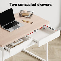 Computer Desk Drawer Storage Oak 100CM Furniture Kings Warehouse 