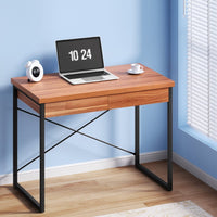 Computer Desk Drawer Storage Walnut 100CM Furniture Kings Warehouse 