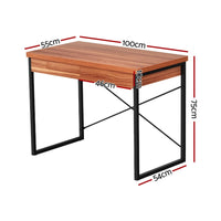 Computer Desk Drawer Storage Walnut 100CM Furniture Kings Warehouse 