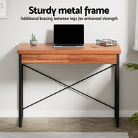 Computer Desk Drawer Storage Walnut 100CM Furniture Kings Warehouse 