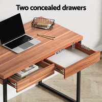 Computer Desk Drawer Storage Walnut 100CM Furniture Kings Warehouse 