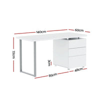 Computer Desk Drawer White 140CM Furniture Kings Warehouse 