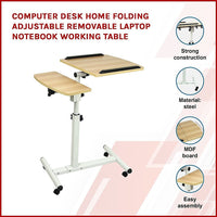 Computer Desk Home Folding Adjustable Removable Laptop Notebook Working Table Furniture Kings Warehouse 