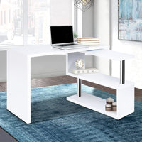 Computer Desk L-Shape Bookshelf White Furniture Kings Warehouse 