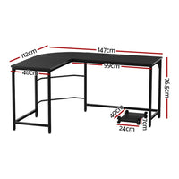 Computer Desk L-Shape CPU Stand Black 147CM Furniture Kings Warehouse 