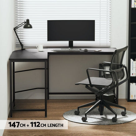 Computer Desk L-Shape CPU Stand Black 147CM Furniture Kings Warehouse 