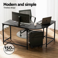 Computer Desk L-Shape CPU Stand Black 147CM Furniture Kings Warehouse 