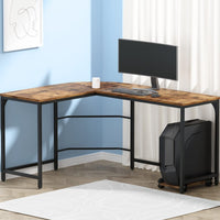Computer Desk L-Shape CPU Stand Brown 147CM Furniture Kings Warehouse 