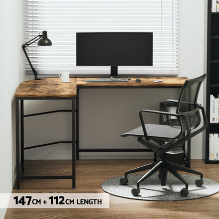 Computer Desk L-Shape CPU Stand Brown 147CM Furniture Kings Warehouse 