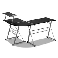 Computer Desk L-Shape Keyboard Tray Shelf Black Furniture Kings Warehouse 