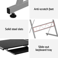 Computer Desk L-Shape Keyboard Tray Shelf Black Furniture Kings Warehouse 