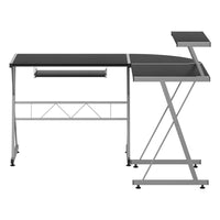 Computer Desk L-Shape Keyboard Tray Shelf Black Furniture Kings Warehouse 