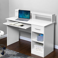 Computer Desk Shelf Drawer Cabinet White 100CM Furniture Kings Warehouse 