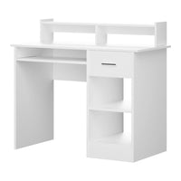 Computer Desk Shelf Drawer Cabinet White 100CM Furniture Kings Warehouse 