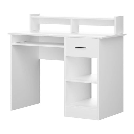 Computer Desk Shelf Drawer Cabinet White 100CM Furniture Kings Warehouse 