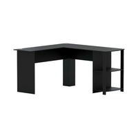 Computer Desk Shelf L-Shape Black 136CM