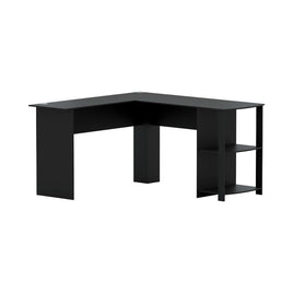 Computer Desk Shelf L-Shape Black 136CM Furniture Kings Warehouse