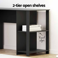 Computer Desk Shelf L-Shape Black 136CM Furniture Kings Warehouse 