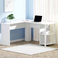 Computer Desk Shelf L-Shape White 136CM Furniture Kings Warehouse 